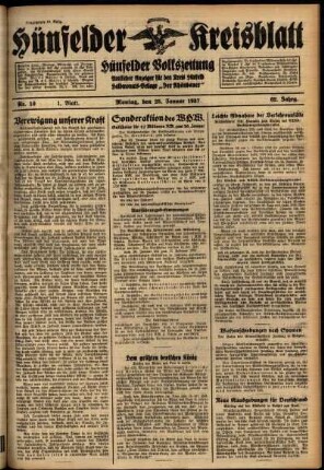 Erste Ausgabe vom Montag, den 25. Januar 1937.