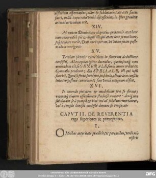 Caput II. De Reverentia erga superiores & praeceptores.
