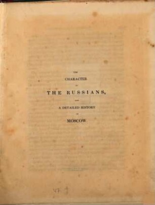 The character of the Russians and a detailed history of Moscow