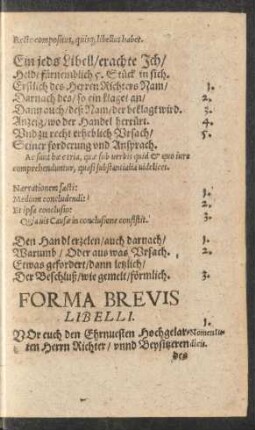 Forma Brevis Libelli.