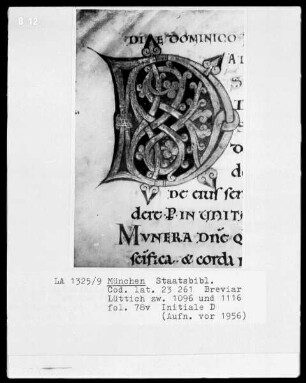 Sakramentar, Folio 208 (Blatt) — ---, Folio 208 (Blatt)Initiale D, Folio 78 verso