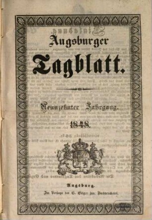 Augsburger Tagblatt. 1848,1/6 = Jg. 19
