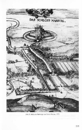 Abb. 8 Bildkarte Harburgs von Daniel Freese, 1577.