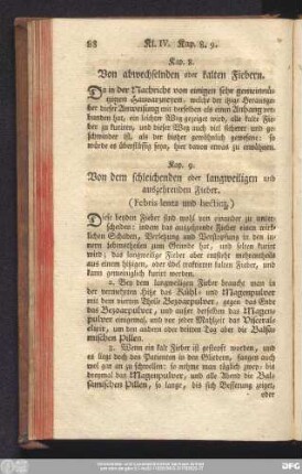 Kap. 8. Von abwechselnden oder kalten Fiebern.