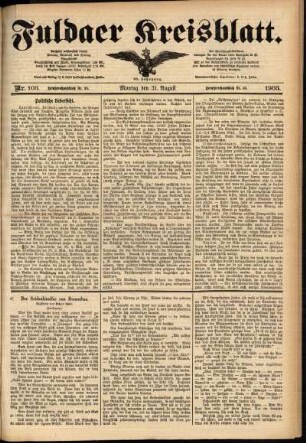 Ausgabe vom Montag, den 31. August 1903.