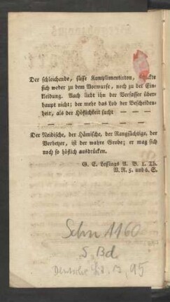 [Der schleichende, süsse Komplimentirton, ...]