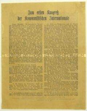 Aufruf zum ersten Kongress der Kommunistischen Internationale 1919