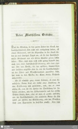 Ueber Matthissons Gedichte