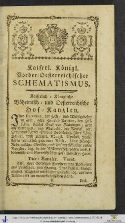 Kaiserl. Königl. Vorder-Oesterreichischer Schematismus.