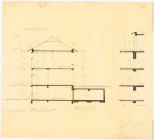 Gartenanlage Verbandsberufsschule, Grevenbroich: Berufsschulgebäude, Schnitte Anbau 1:50