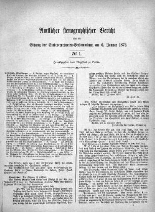 No. 1, 6. Januar 1876