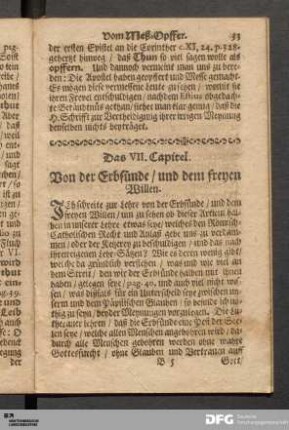 Das VIII. Capitel. Von der Erbsünde / und dem freyen Willen.