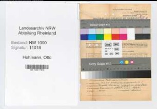 Entnazifizierung Otto Hohmann, geb. 27.04.1888 (Landessekretaer)