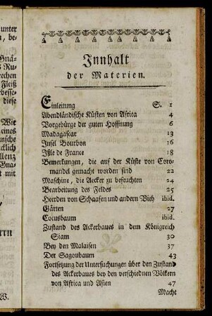 Innhalt der Materien.