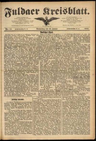 Erste Ausgabe vom Donnerstag, den 23. Januar 1902.