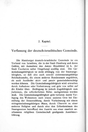 2. Kapitel. Verfassung der deutsche-israelitischen Gemeinde.