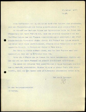Bericht des ersten Sekretars an das General-Sekretariat
