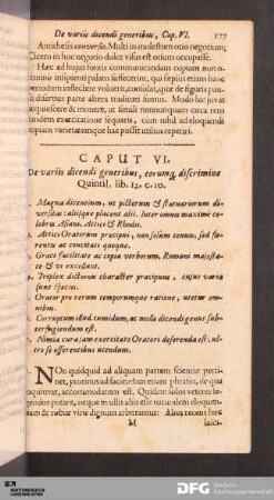 Caput VI. De variis dicendi generibus, eorumque discrimine