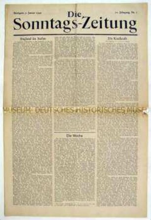 Wirtschaftspolitisches Wochenblatt "Die Sonntags-Zeitung"