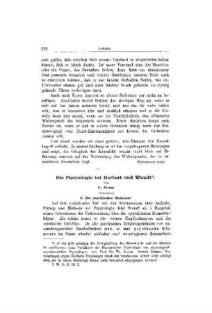 Die Psychologie bei Herbart und Wundt: (Fortsetzung)