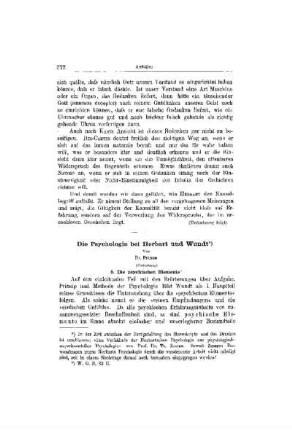 Die Psychologie bei Herbart und Wundt: (Fortsetzung)