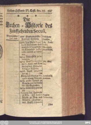 Die Kirchen-Historie des Funffzehenden Seculi.