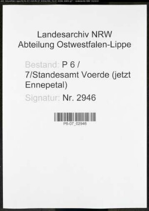 Sterberegister Standesamt Voerde