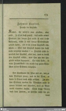 Zehntes Kapitel. Freude im Unglücke