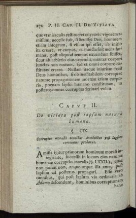 Caput II. De vitiata post lapsum natura humana.