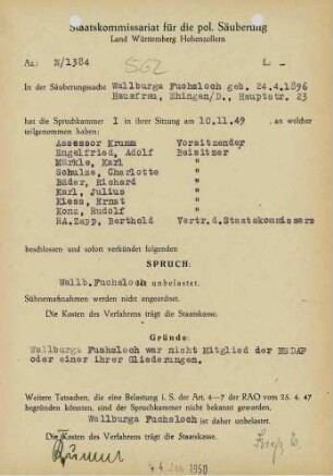 Fuchsloch, Walburga