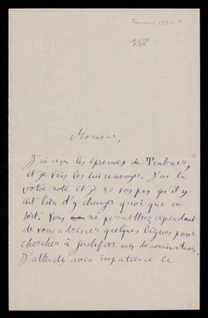 Nr. 7 (= Nr. 358) Brief von Henri Poincaré an Felix Klein. Ohne Ort, o. D.