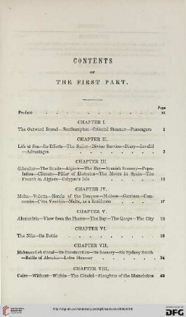Contents of the first part