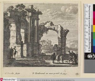 [Ruinenlandschaft mit Statue und einigen Personen]