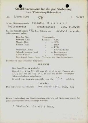 Mumbach, Valentin
