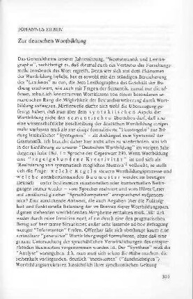 Zur deutschen Wortbildung