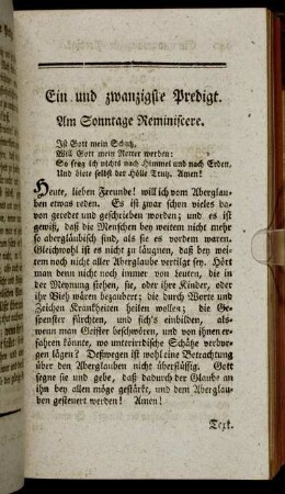 Ein und zwanzigste Predigt. - Vier und zwanzigste Predigt.