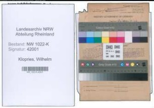 Entnazifizierung Wilhelm Klopries , geb. 24.07.1893 (Lokfuehrer)