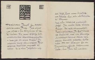 Schreiben an Hermann Muthesius (Brief)