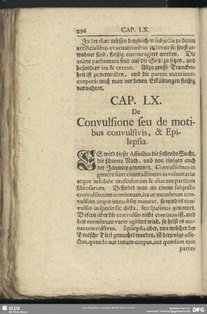 Cap. LX. De Convulsione seu de motibus convulsivis, & Epilepsia