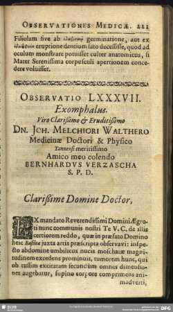 Observatio LXXXVII. Exomphalus