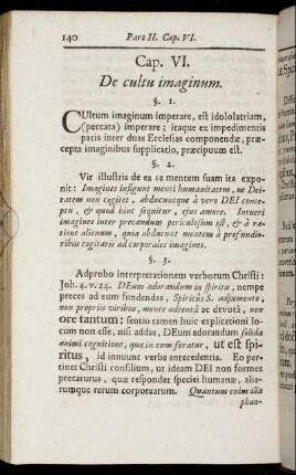Cap. VI. De cultu imaginum