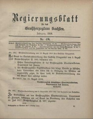 Nr. 164: Ministerialverordnung vom 10. August 1918 über künstliche Düngemittel