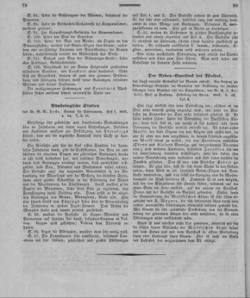 Physiologische Studien / von Dr. G[ustav] W[oldemar] Focke. - Bremen : Schünemann. - Heft I, 1847