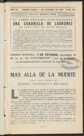 1923007307: Más allá de la muerte : novela inédita