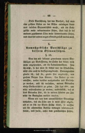 X. Unmaßgebliche Vorschläge zu besseren Ofenaufsätzen