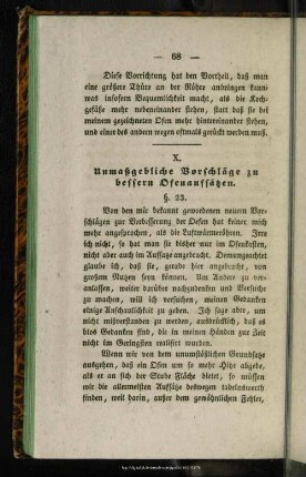 X. Unmaßgebliche Vorschläge zu besseren Ofenaufsätzen