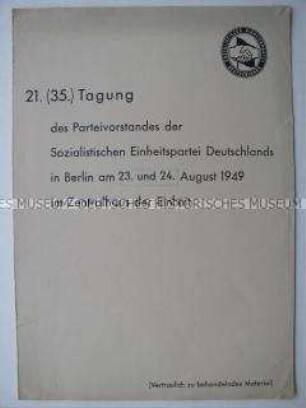 Delegiertenmappe der 21. (35.) Tagung des Parteivorstandes der SED (ohne Inhalt)