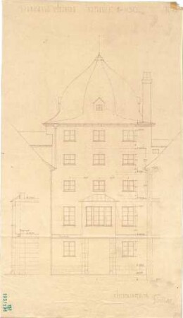 Fischer, Theodor; Würzburg, Münsterplatz; Sparkasse - Hofseite (Ansicht, Schnitte)