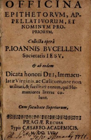 Officina epithetorum, appellativorum et nominum propriorum