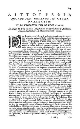 De Διττογραφια Quorundam Nominum, In Ctesia Præsertim [...]